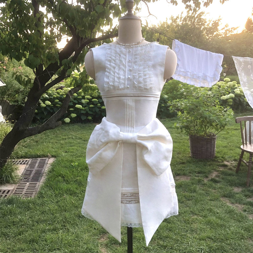 Ivory Classic Bow Lace Mini Dress