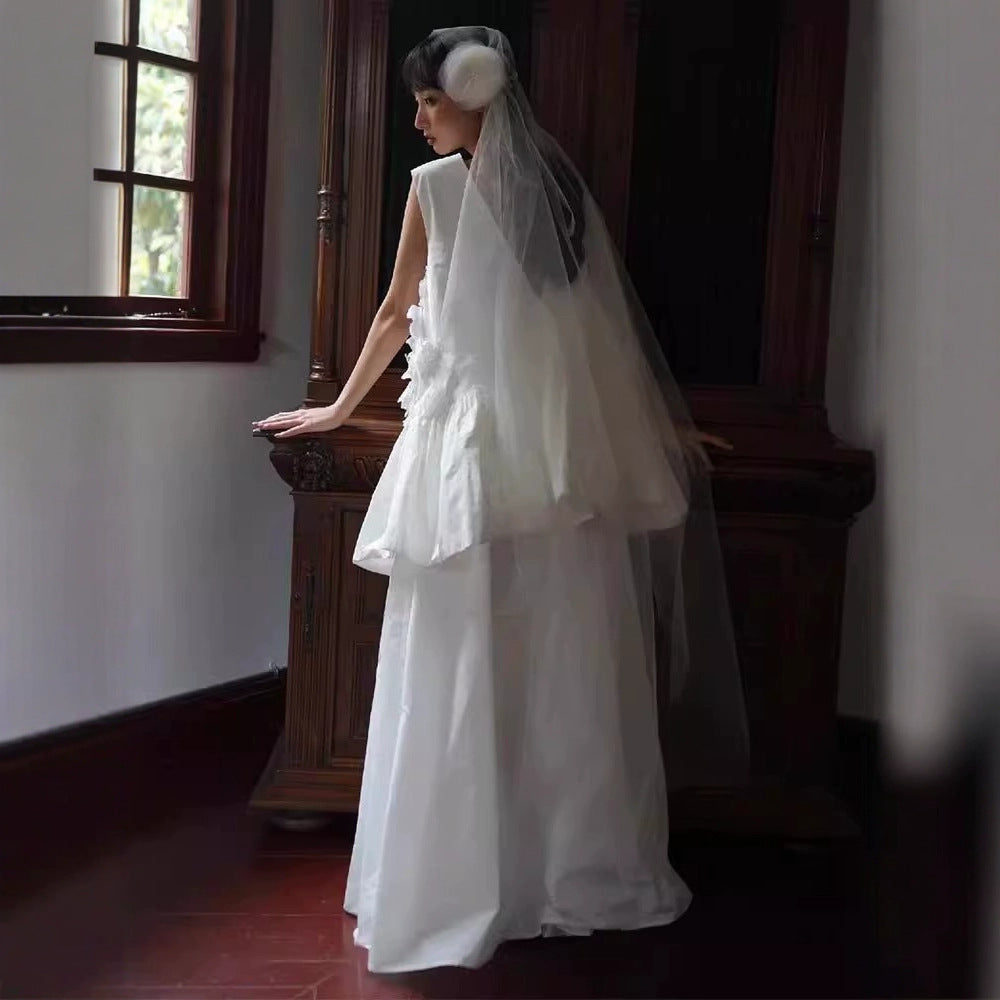 3D Floral Appliqué Peplum Dress