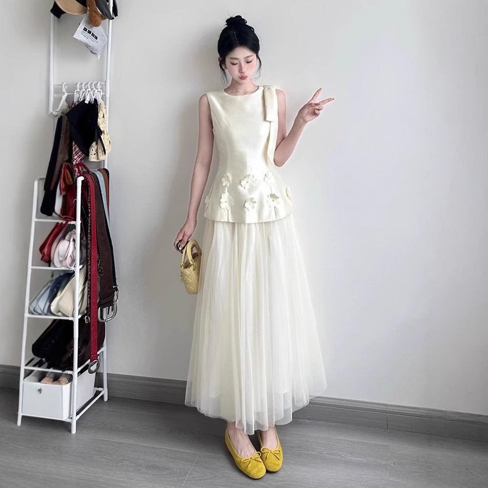 Floral Appliqué Tulle Dress