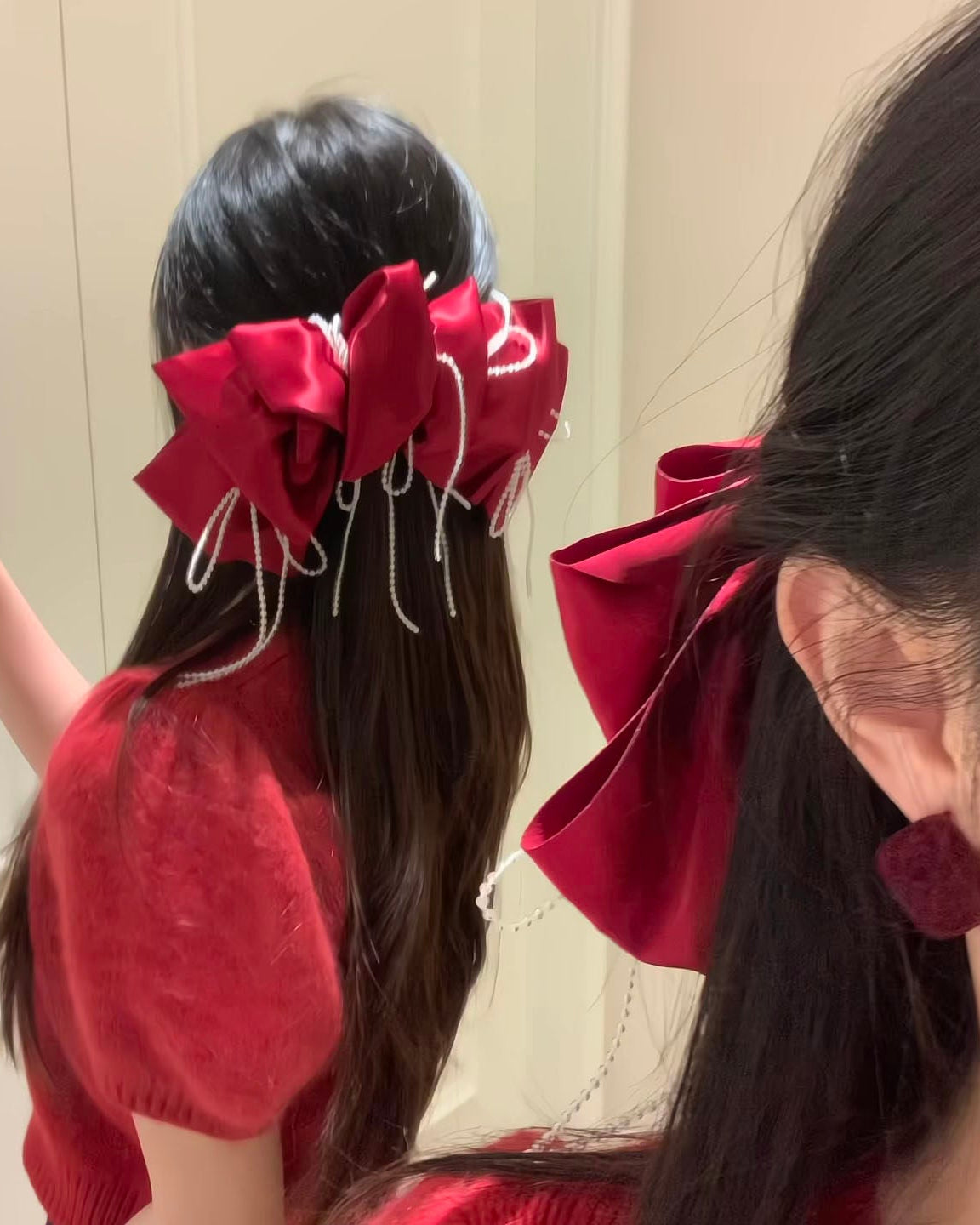 Silk frill pearl hairpin