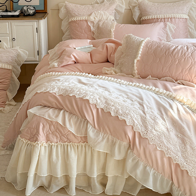 Pure lily of the valley lace bedding set