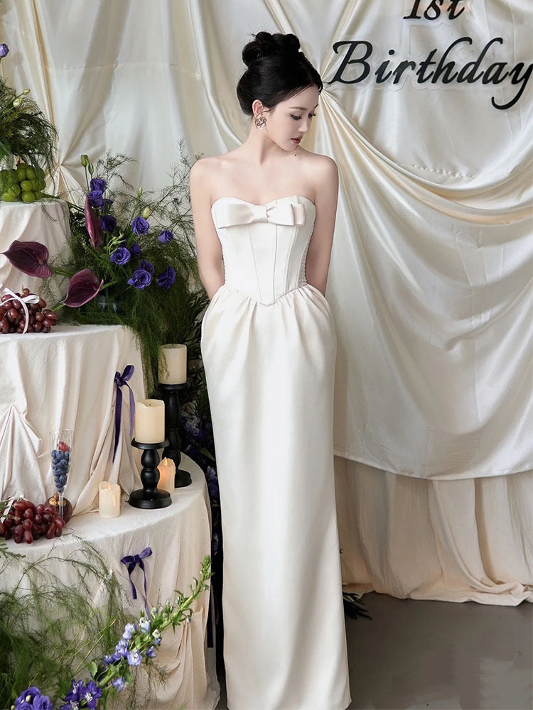Classic Bow Corset Column Dress
