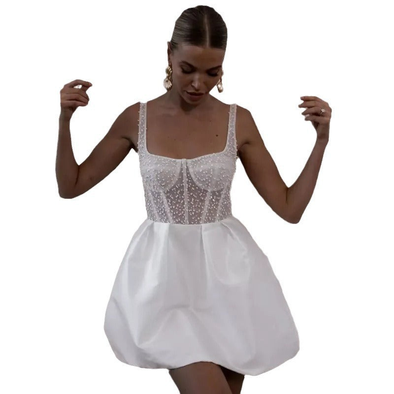 Beaded Sheer Corset Mini Dress