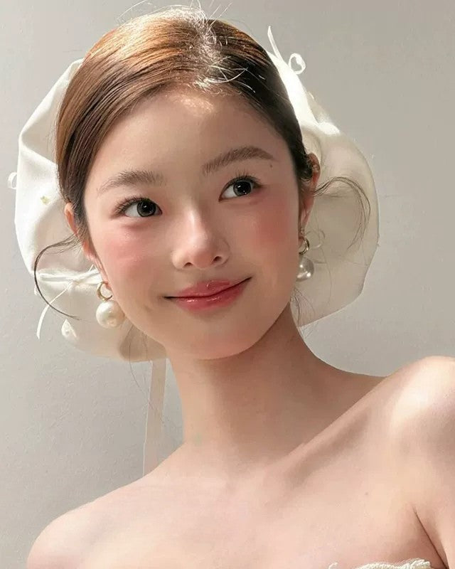 Soft Ribbon Pearl Hair Bonnet