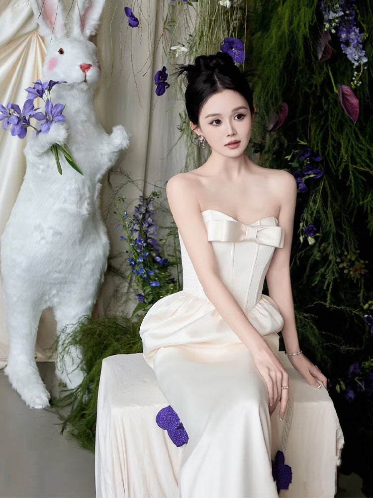 Classic Bow Corset Column Dress