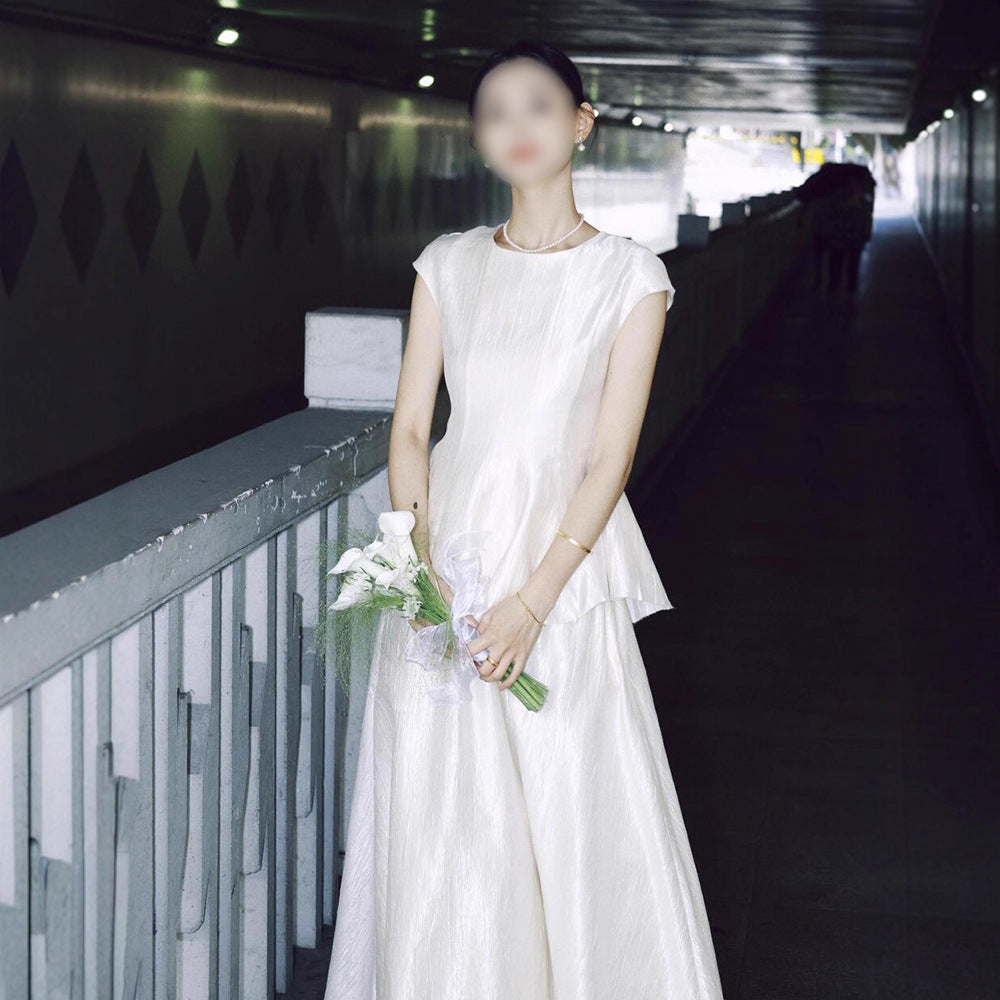 Peplum Cap Sleeve Maxi Dress