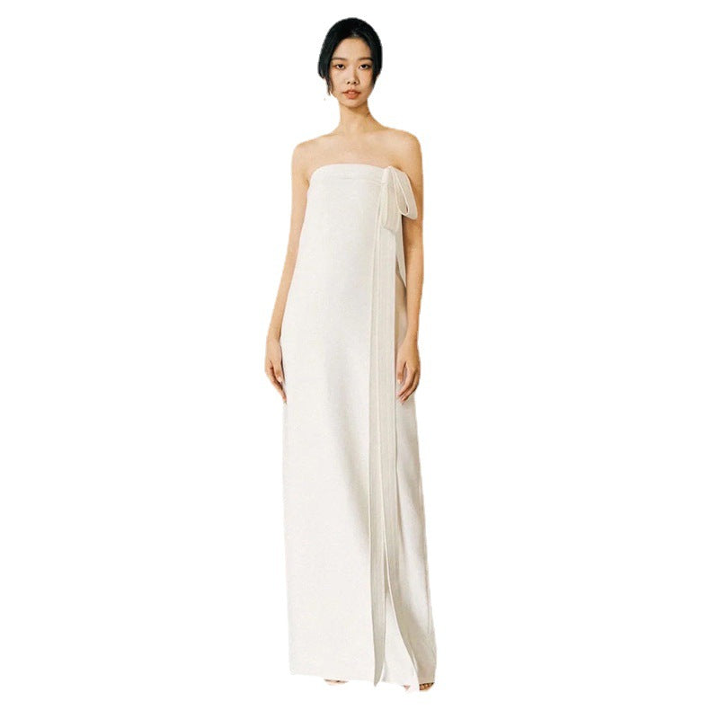 Minimal Bridal Ribbon Tube Dress