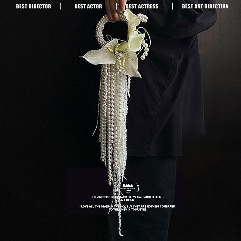 Atmosphere high-end pearl calla lily handmade DIY material package bridal wedding bouquet photo gift