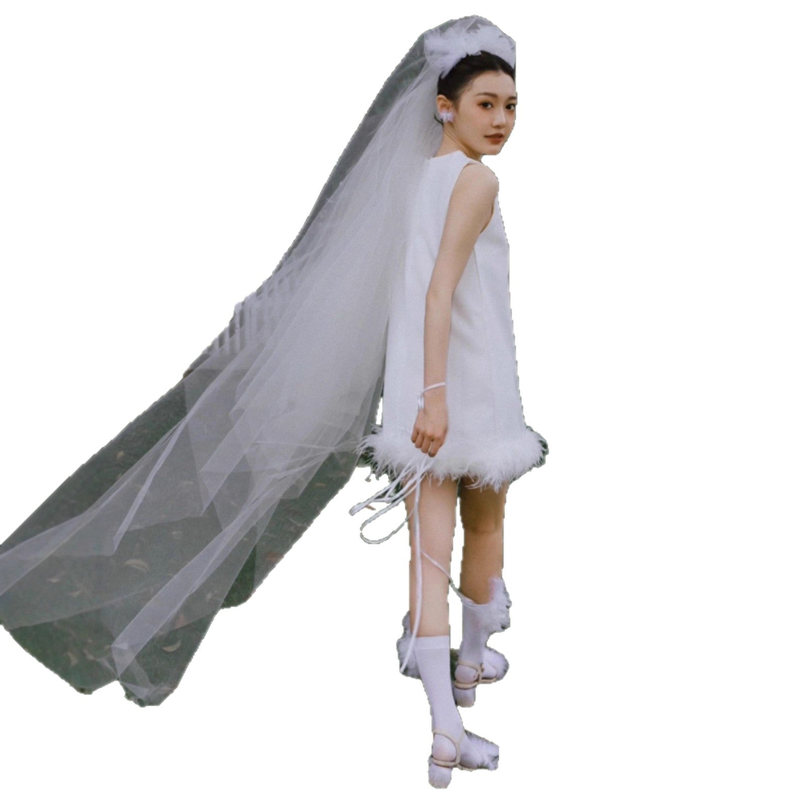 Minimal Feather Shift Mini Dress