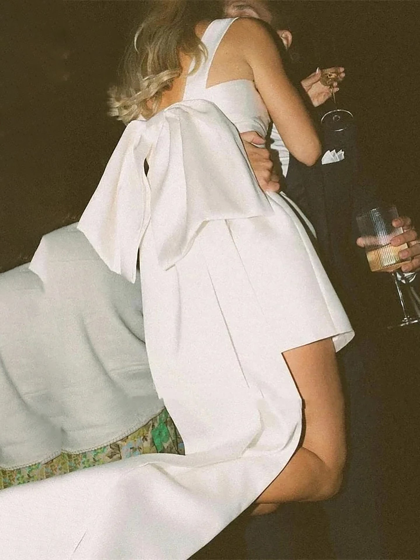 Modern Bride Bow Back Ribbon Mini Dress