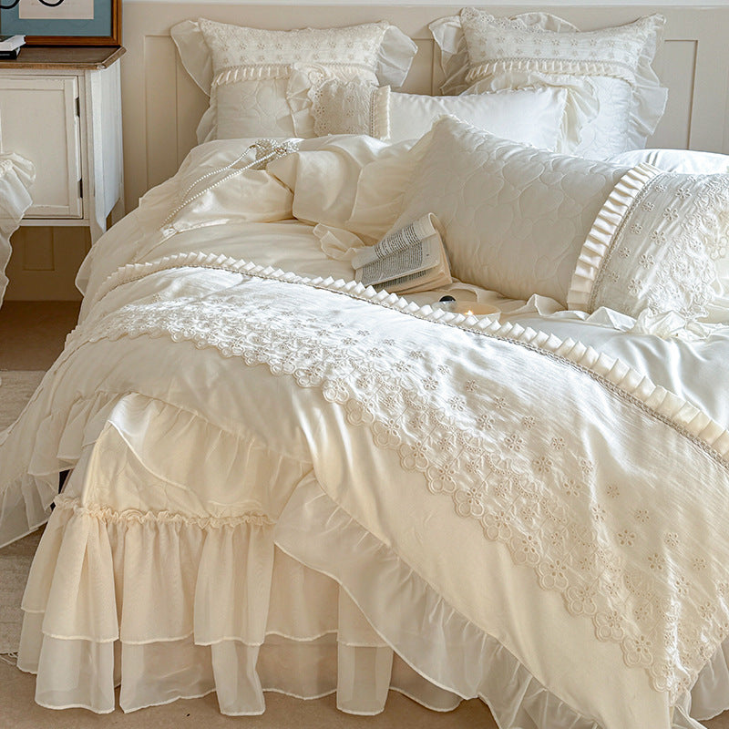 Pure lily of the valley lace bedding set