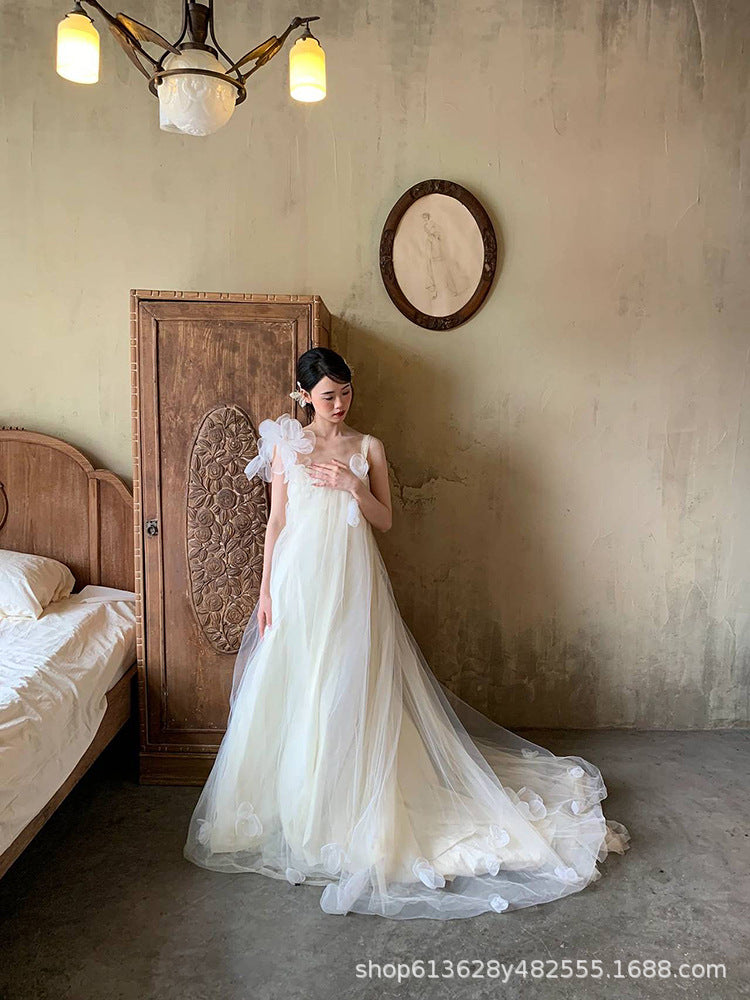 Floral Appliqué Tulle Bridal Dress