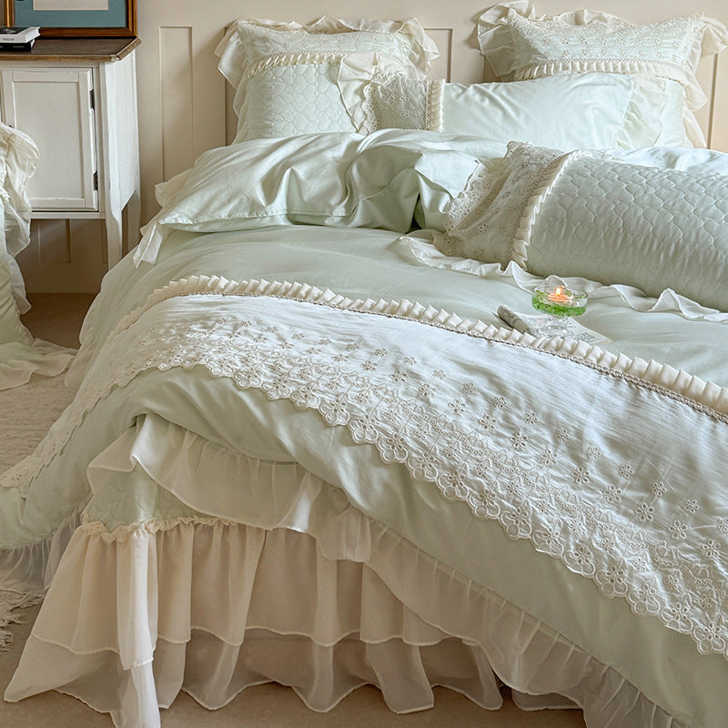 Pure lily of the valley lace bedding set