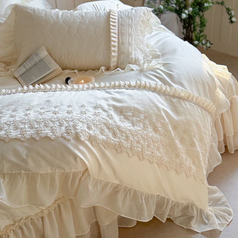 Pure lily of the valley lace bedding set