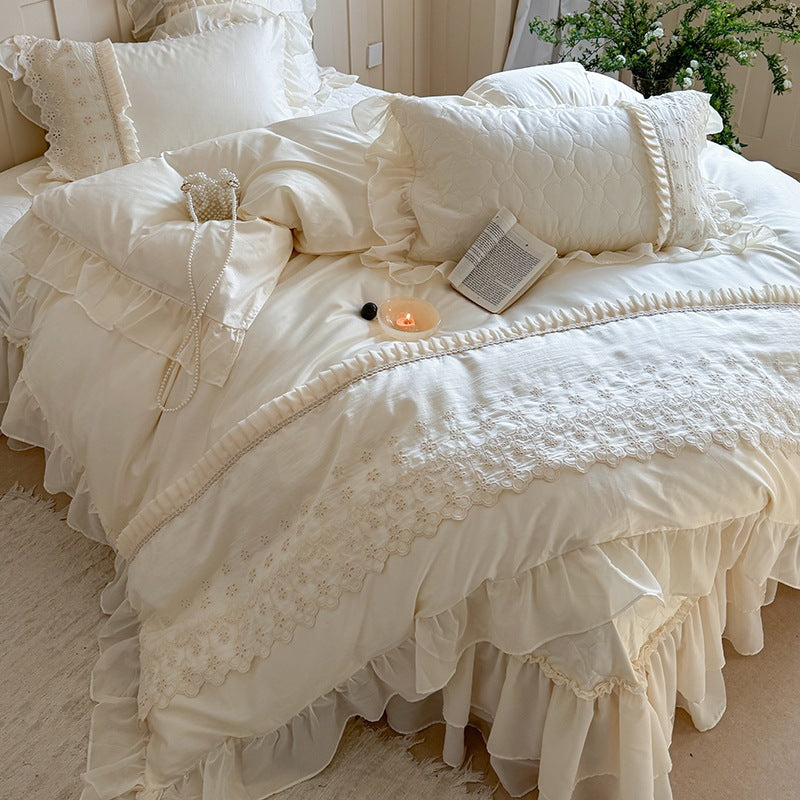 Pure lily of the valley lace bedding set