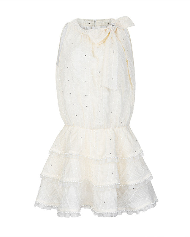 Pearl Sequin Bow Tutu Dress