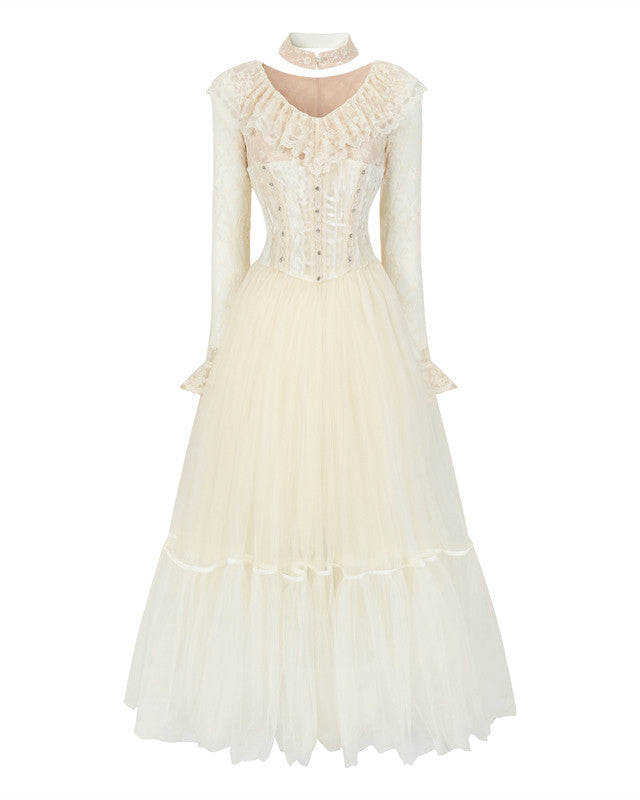 Moonlit Lace Corset Tulle Dress