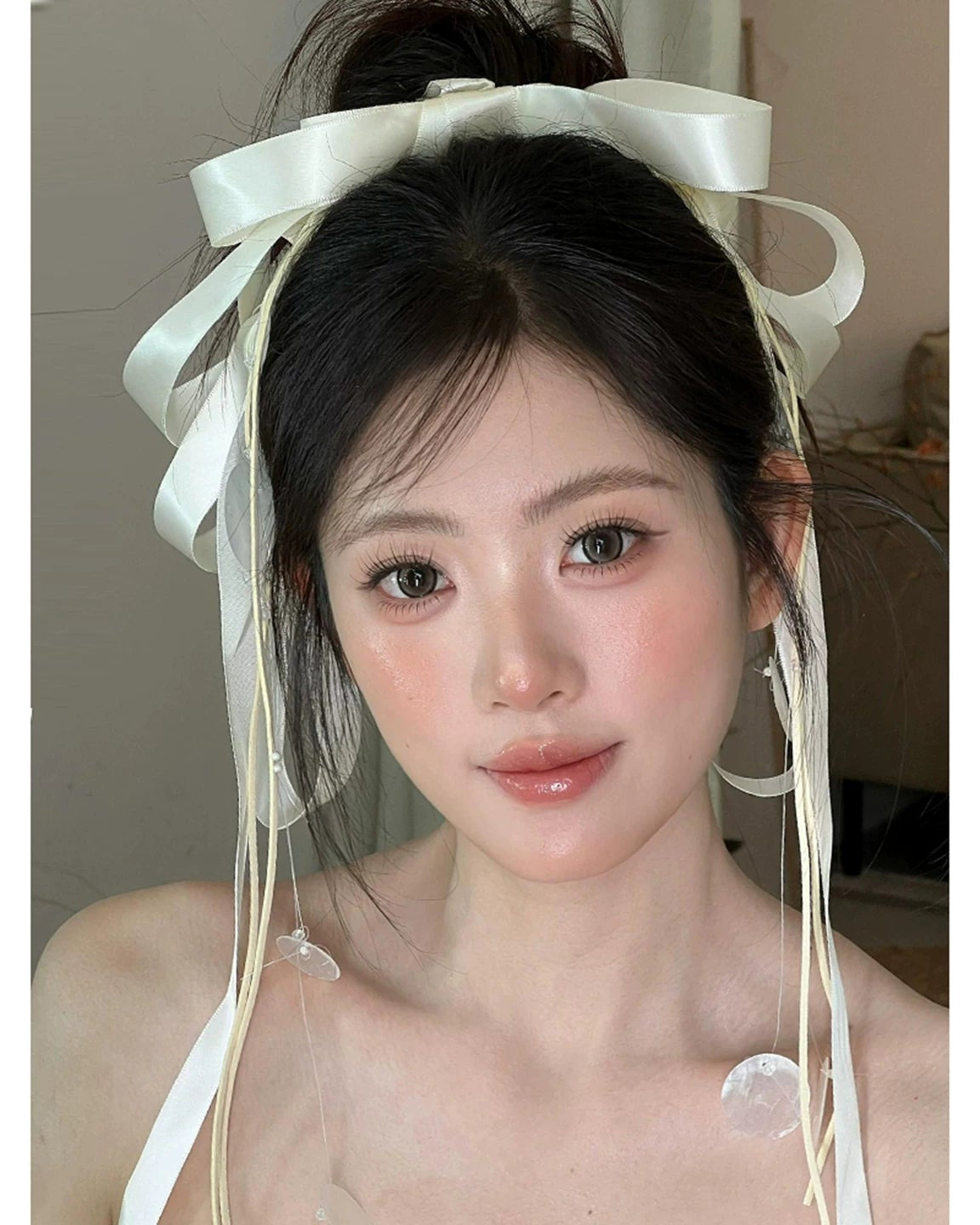 Shell bow streamer wedding hairpin