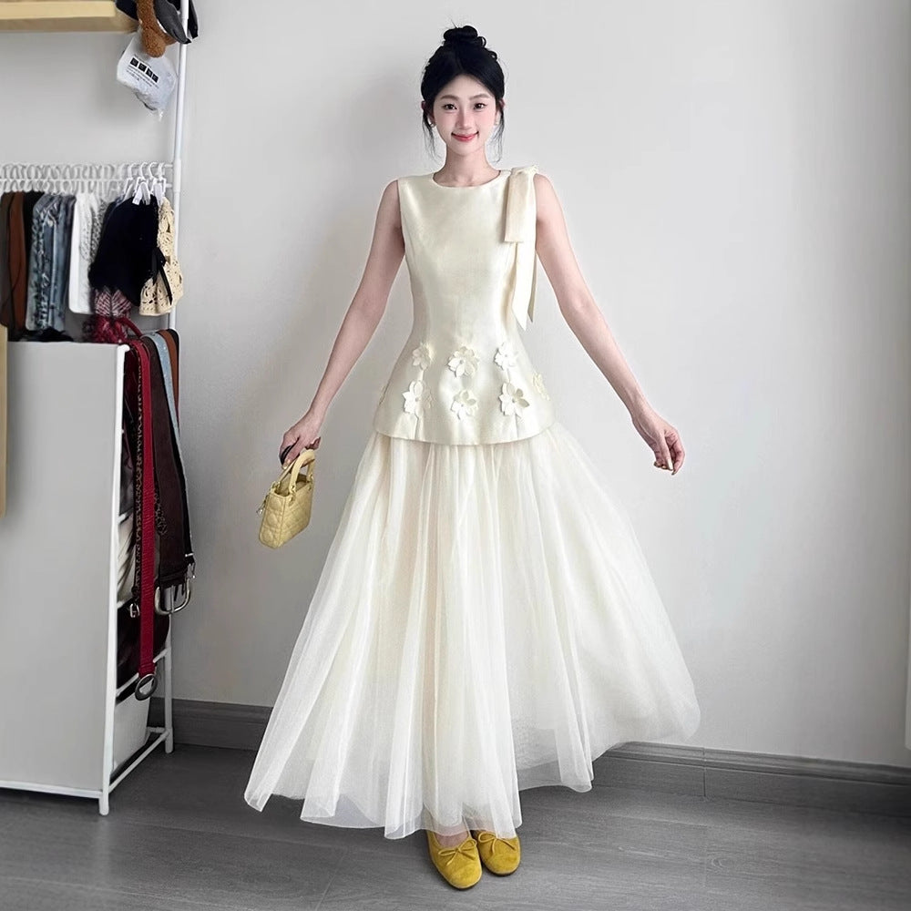 Floral Appliqué Tulle Dress