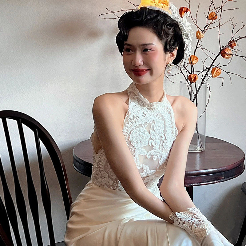 New Chinese dressing robe, bridal wedding, engagement banquet, small dress, skirt, mermaid lace, photo studio theme travel photography, light wedding dress