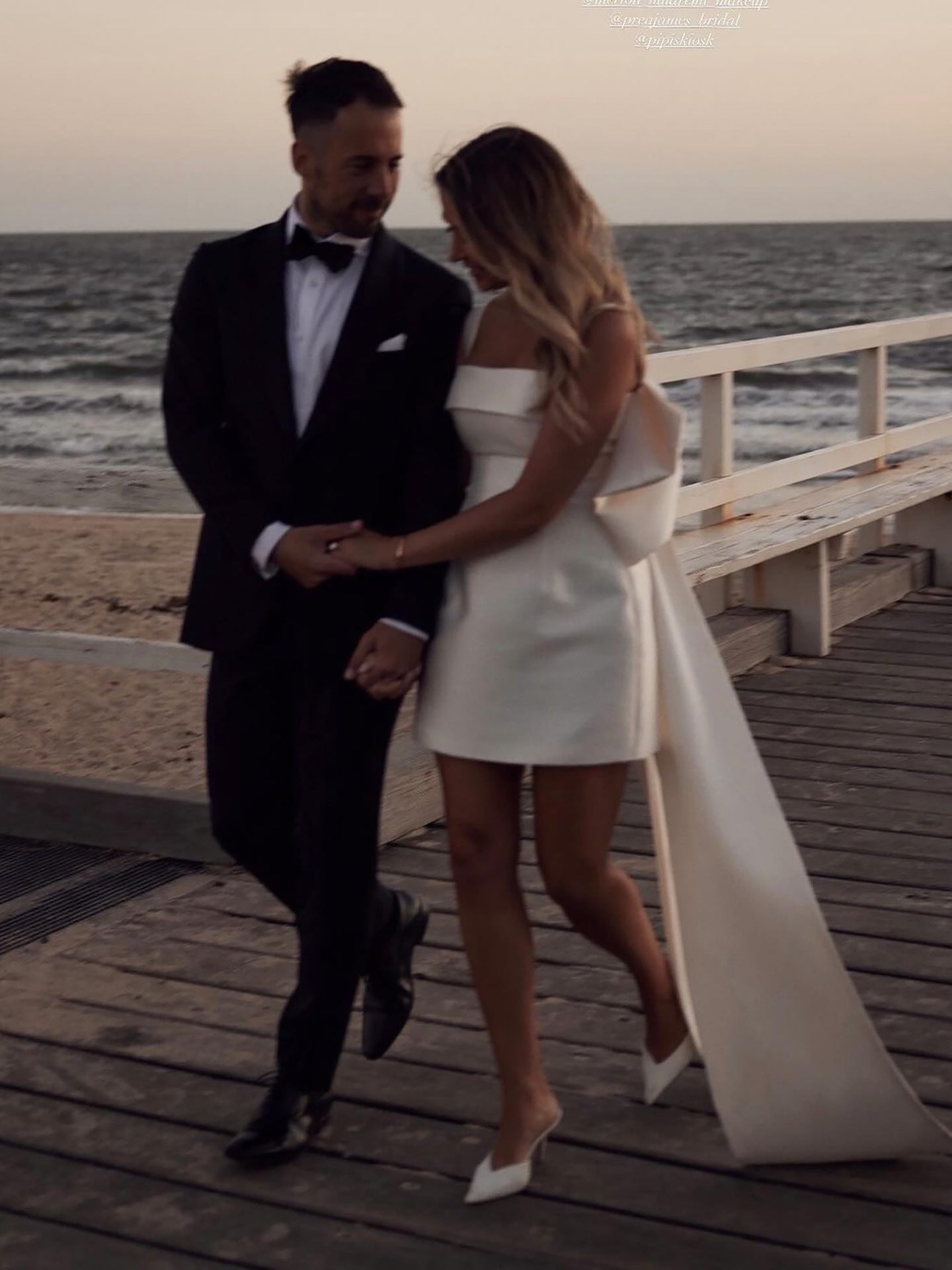 Modern Bride Bow Back Ribbon Mini Dress