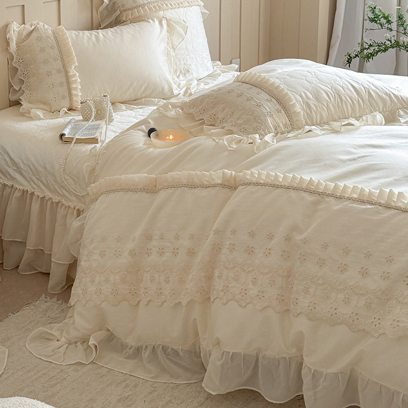 Pure lily of the valley lace bedding set