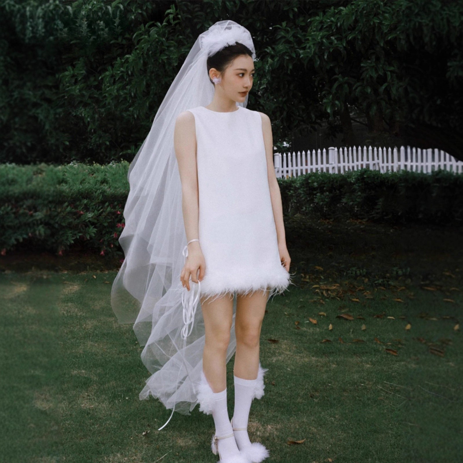 Minimal Feather Shift Mini Dress