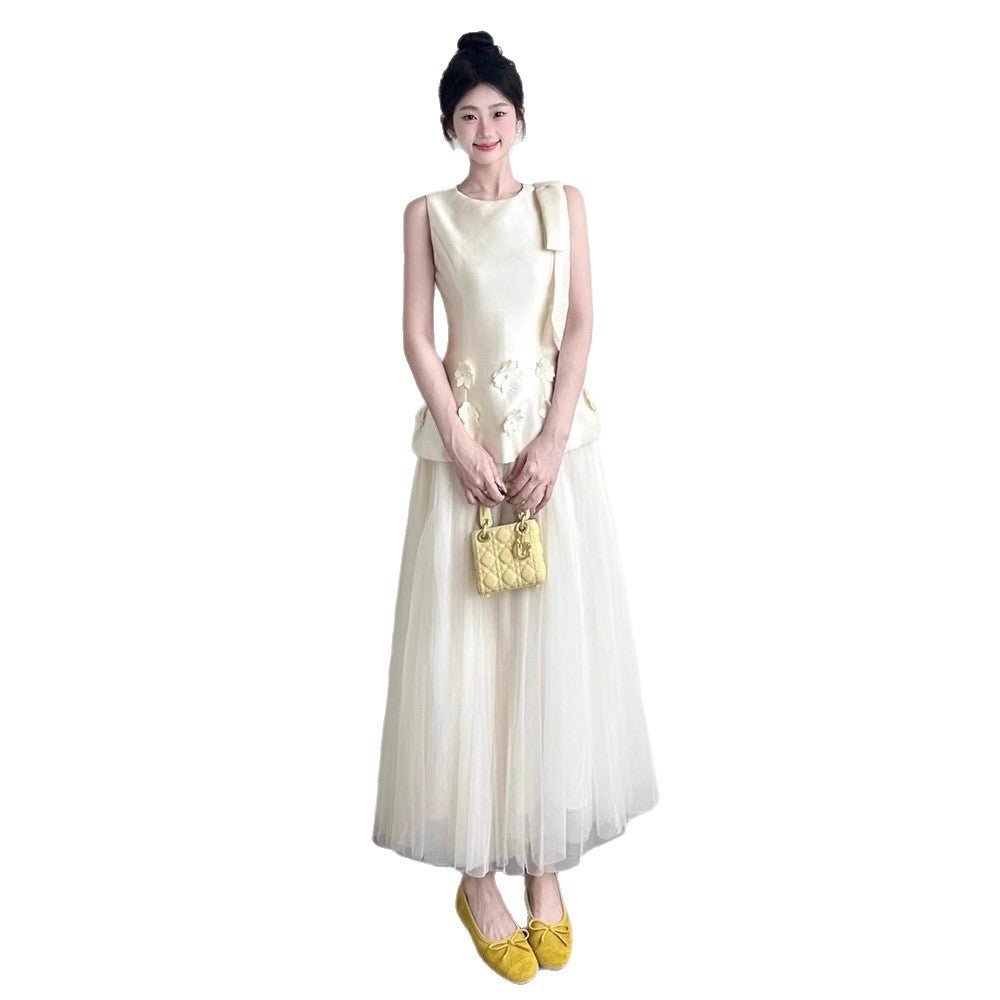 Floral Appliqué Tulle Dress