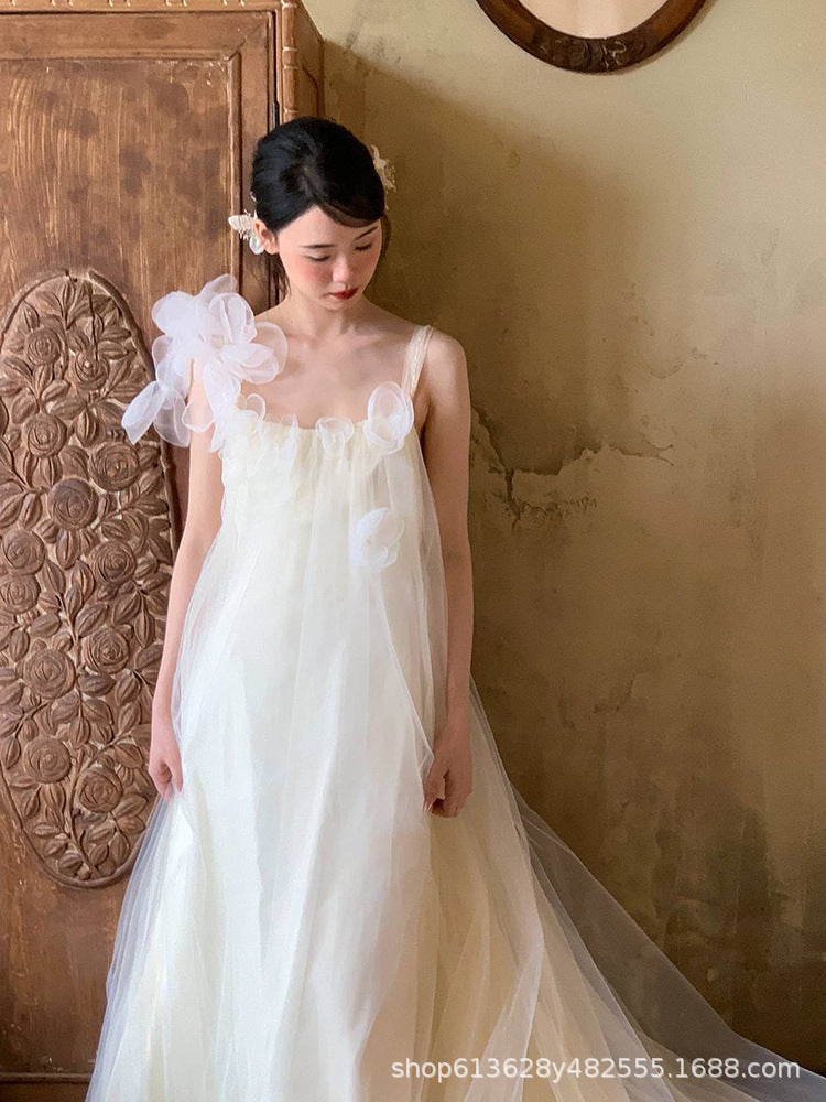 Floral Appliqué Tulle Bridal Dress