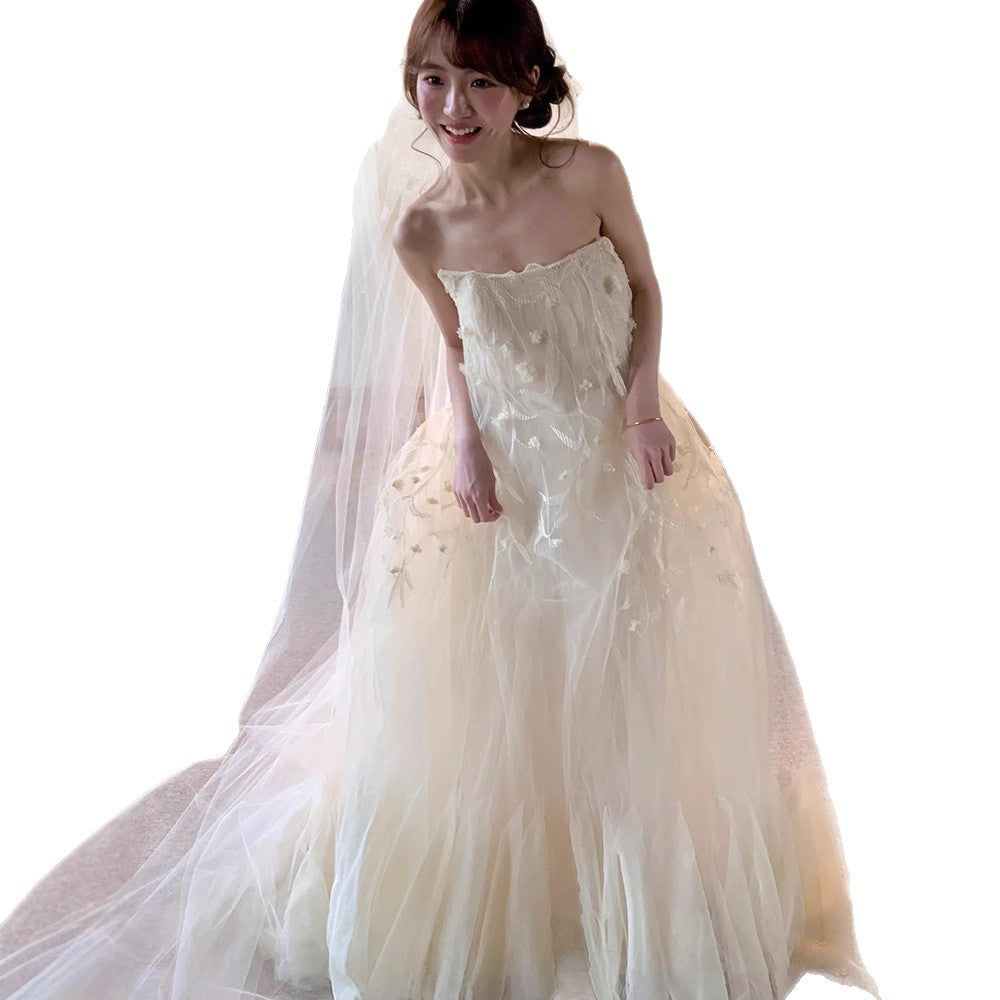 Lace Tulle Tube Top Maxi Dress