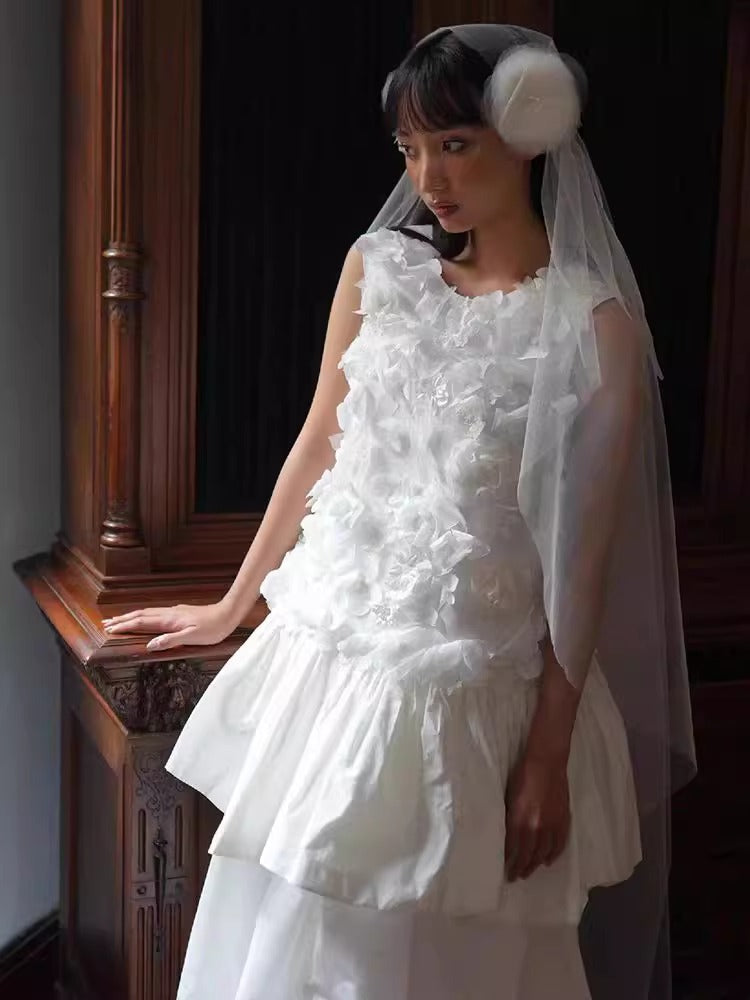 3D Floral Appliqué Peplum Dress