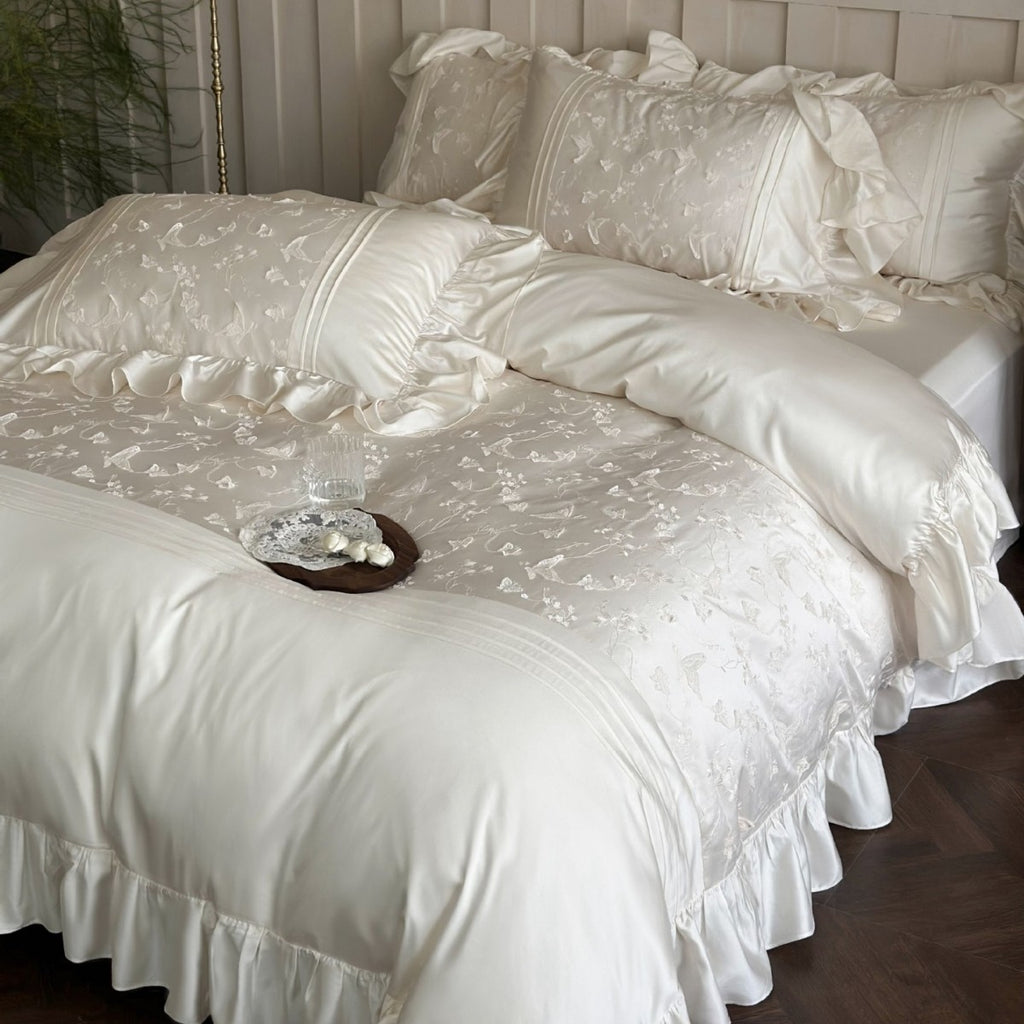 Pure Lily of the Valley Embroidery Bedding set