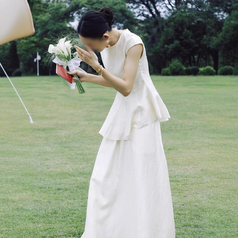 Peplum Cap Sleeve Maxi Dress