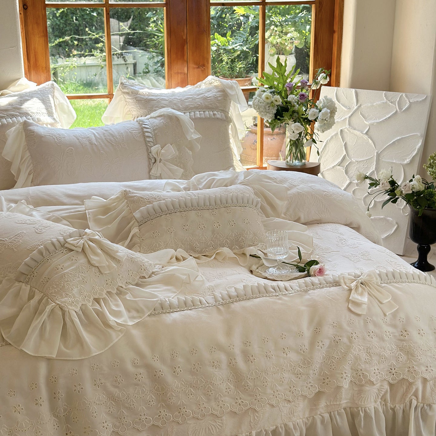 French Romantic Butterfly Lace Bedding