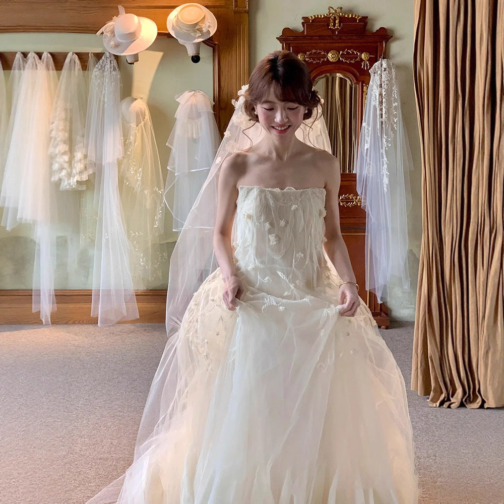 Lace Tulle Tube Top Maxi Dress