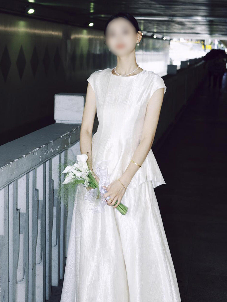 Peplum Cap Sleeve Maxi Dress