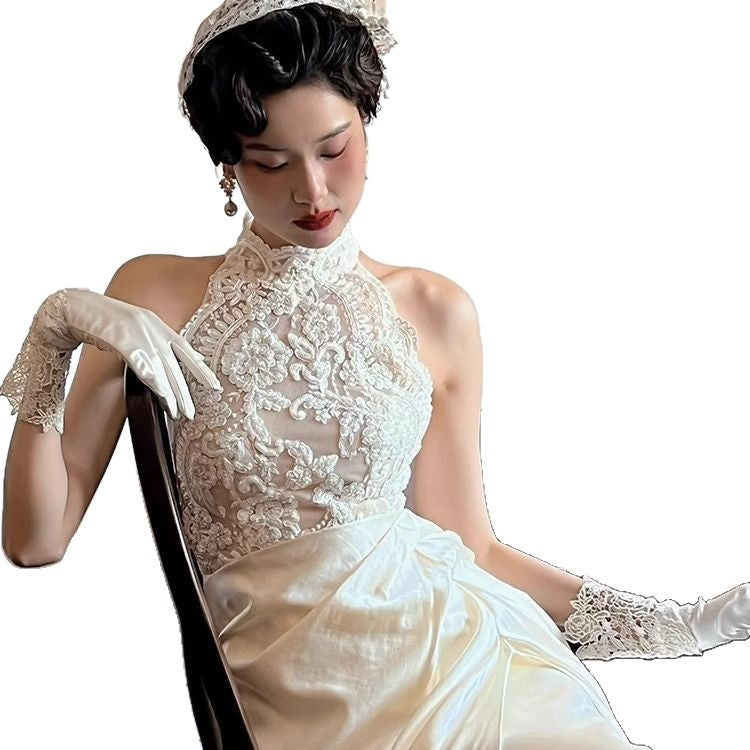 New Chinese dressing robe, bridal wedding, engagement banquet, small dress, skirt, mermaid lace, photo studio theme travel photography, light wedding dress