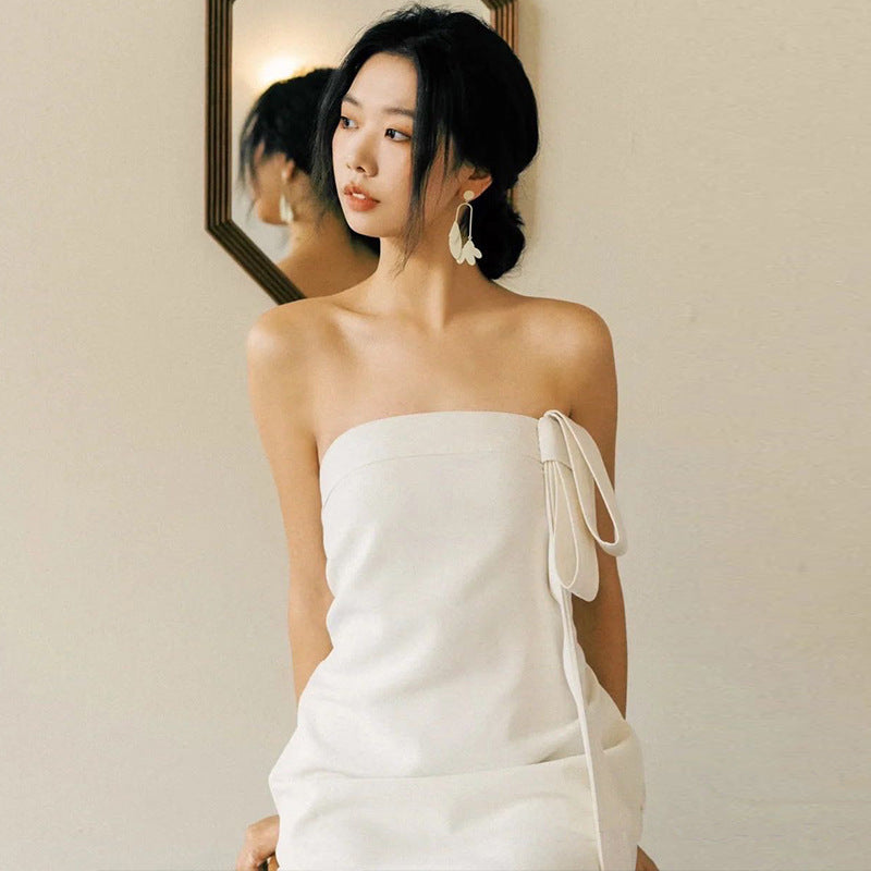 Minimal Bridal Ribbon Tube Dress