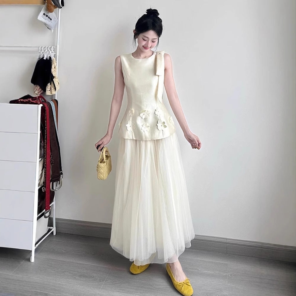 Floral Appliqué Tulle Dress