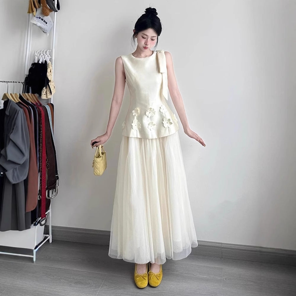 Floral Appliqué Tulle Dress