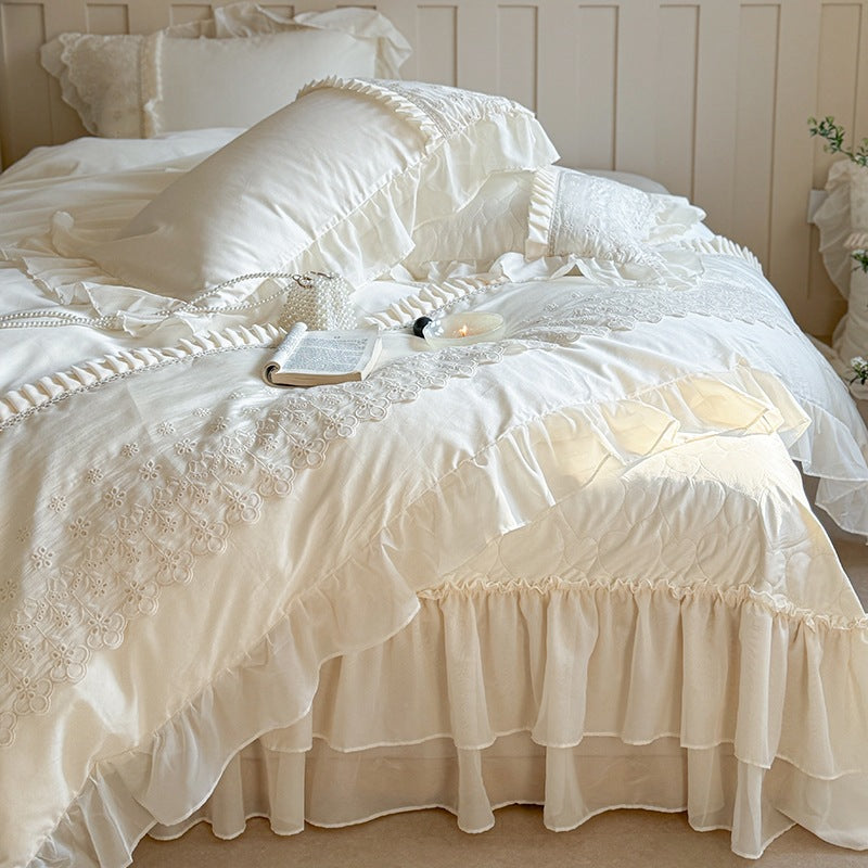 Pure lily of the valley lace bedding set