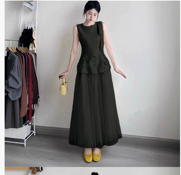 Floral Appliqué Tulle Dress