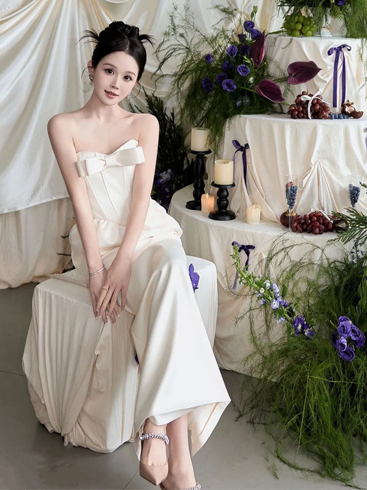 Classic Bow Corset Column Dress