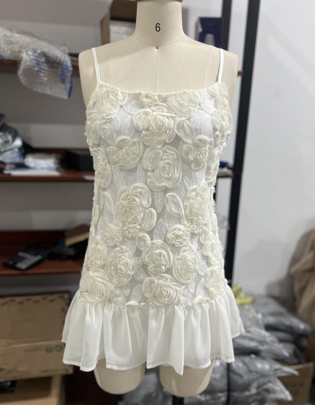 Floral Appliqué Chiffon Maxi Dress