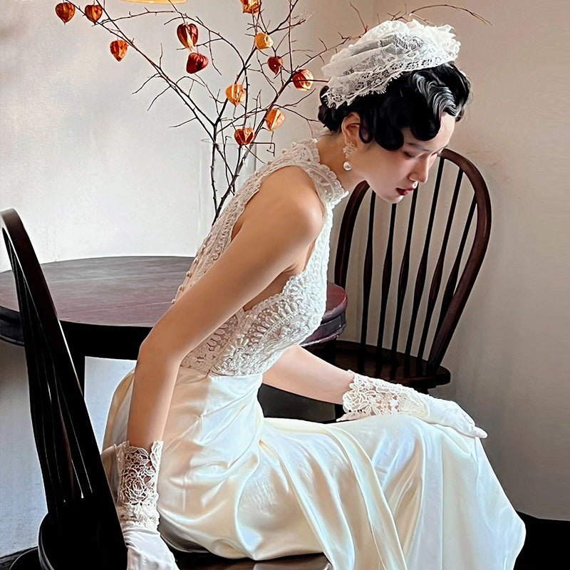 New Chinese dressing robe, bridal wedding, engagement banquet, small dress, skirt, mermaid lace, photo studio theme travel photography, light wedding dress