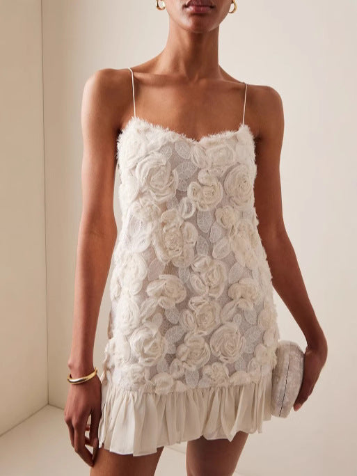 Floral Appliqué Chiffon Maxi Dress