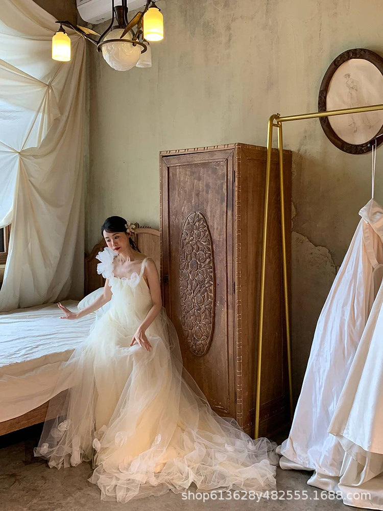 Floral Appliqué Tulle Bridal Dress