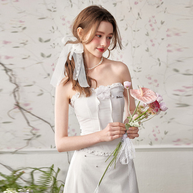 Cloud Camellia Flower Stud Bandeau Set