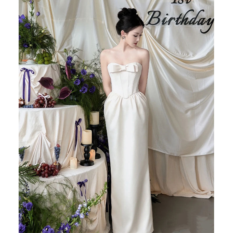 Classic Bow Corset Column Dress