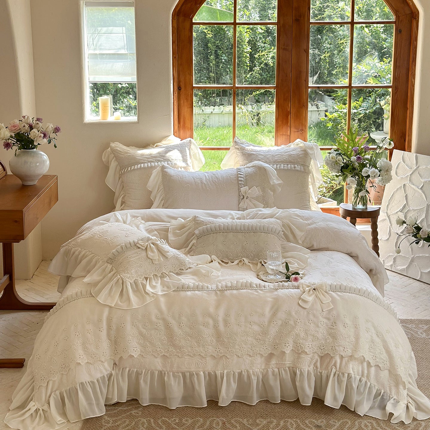 French Romantic Butterfly Lace Bedding